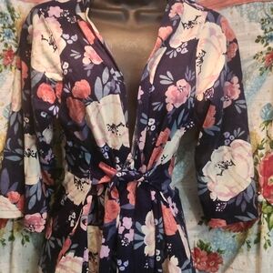 Baby Be Mine Blue Floral Nursing Kimono